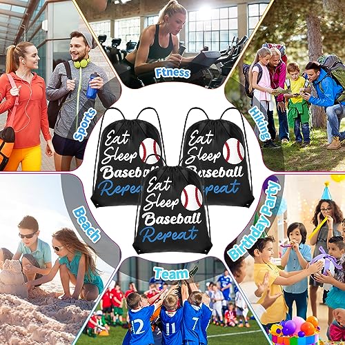 Windyun 16 Pcs Ball Drawstring Backpack Bulk Lightweight Draw String Bags Cinch Bags Drawstring Cinch Sack Tote(Baseball) - style: Baseball