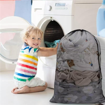 2 Pack Mesh Laundry Bags, 23 x 34 Inches Heavy Duty Mesh Laundry Bag, Large Laundry Drawstring Bag for College, Dorm, Travel, Family and Apartment Dwellers (blue) - color: blue