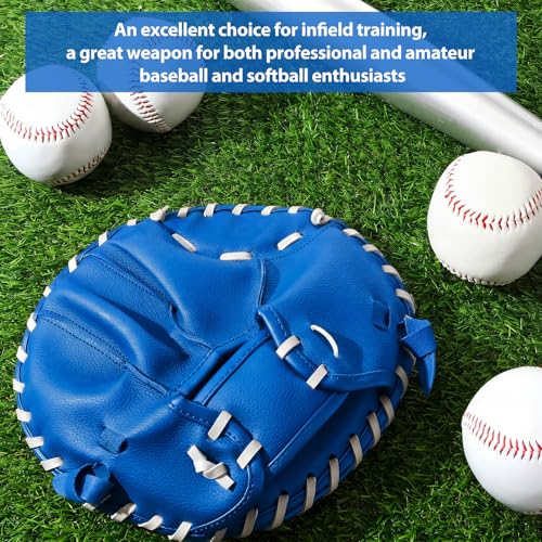 VioraWhite Pancake Baseball and Softball Training Glove with Practice Foam Ball - Flat & Soft Premium PVC Fielding Gear for Right-Hand Throw, Great Choice for Teens