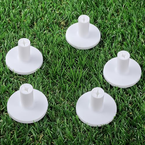 Rubber Tees for Golf Mats, 5 Pack Golf Mat Simulator Tees for Driving Range & Indoor Outdoor Practice Mat Tee Adaptor Size 1.5’’ Flight White Black Tee Holder Set for Hitting Mats