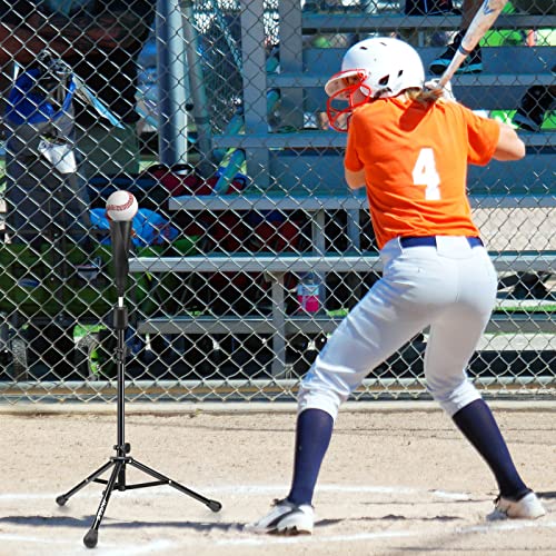 Baseball Tee Batting Tee Softball Tee Portable Travel Hitting Tee,Easy Adjustable Height,Stable Tripod Stand - color: Black Pro