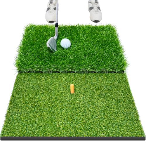 Golf Hitting Mat,Golf Mat for Practice Indoor/Outdoor, High-Elasticity Artificial Turf Mat, Portable Golf Swing Training Mat for Garage Simulator Chipping Driving Training