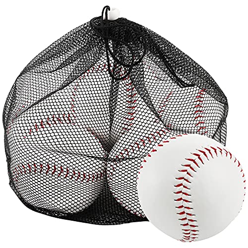 Tebery 6 Pack Sports Practice Softballs, 12-Inch Official Size and Weight Slowpitch Softball, Unmarked & Leather Covered Training Ball for Games, Practice and Training