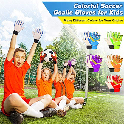 Jalunth Goalkeeper Goalie Soccer Gloves Kids Youth Goal Keeper Field Player Glove Boys Girls Embossed Anti-Slip Latex Palm Soft Pu Hand Back - color: Black Green, size: Size 8 Suitable for 11-13 Years