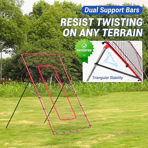 2-in-1 Volleyball Rebounder Net, Adjustable 7×4 ft to 4.5×4 ft Bounce Back Training Rebound Equipment with Angle Customization for Volleying, Bumping, Spiking Practice - color: Red