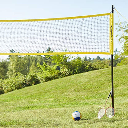 Amazon Basics Portable Outdoor Volleyball and Badminton Combo Set with Sturdy Poles and Storage Bag