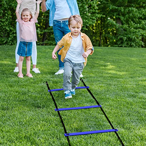 GHB Pro Agility Ladder 2 Pack Agility Training Ladder Speed 12 Rung 20ft with Carrying Bag (Green and Blue)