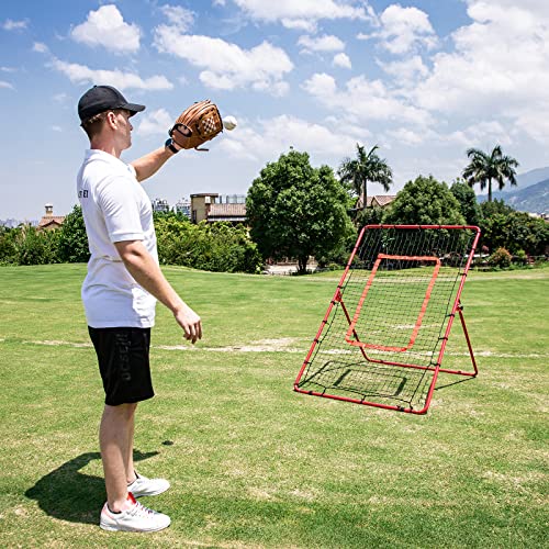 Pitch Back Rebound Net, Adjustable Rebounder Trainer for Baseball, Softball and Lacrosse, Practice for Pitching, Throwing and Catching
