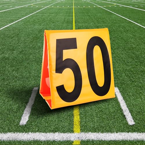 GSE Games & Sports Expert Set of 11 Football Yard Markers, Day & Night 2-Sided Football Field Yard Line Markers, Yardage Markers with Portable Mesh Bag for Football Training