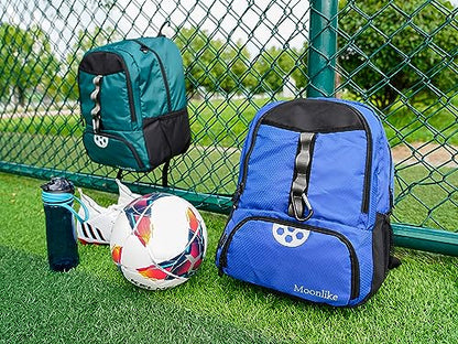 Youth Soccer Bag, Soccer Backpack for Football Volleyball Basketball, Backpack with Ball Compartment and Ball Holder - color: Green