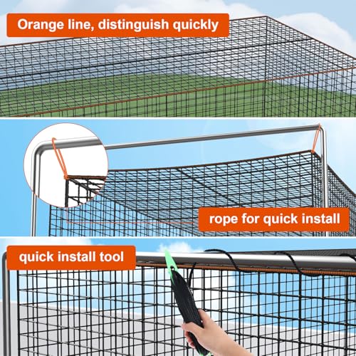 8x8x20 /10x10x35/12x12x55ft Heavy Duty Enclosed Batting Cage Net With Door, Only Net, No Poles and Frame, Professional Softball Baseball Nets for Batting and Pitching, Batting Cages for Backyard