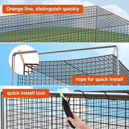8x8x20 /10x10x35/12x12x55ft Heavy Duty Enclosed Batting Cage Net With Door, Only Net, No Poles and Frame, Professional Softball Baseball Nets for Batting and Pitching, Batting Cages for Backyard