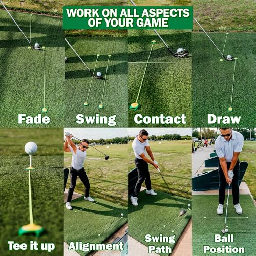 Tee Claw Golf Tee Holder, Golf Mat Tee, Golf Alignment String, Baseball Agility Training for Indoor and Outdoor, Made in the USA. - color: 10 Pack Yellow and Black
