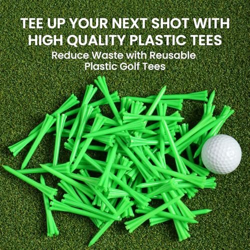 FINGER TEN Golf Tees Plastic Unbreakable Easy to Find Bulk Value 200/500/1000 Count, 2 3/4 3 1/4 Inch Tee Driving Range Reduce Friction, Green Red White USA Flag Practice - color: Green, size: 500 Count (3 1/4 Inch)