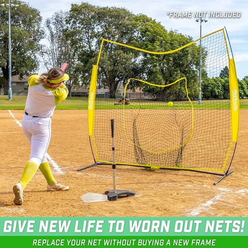 GoSports Replacement 7 x 7 ft Baseball Net - NET ONLY - Frame NOT Included - Choose Your Color - color: Yellow