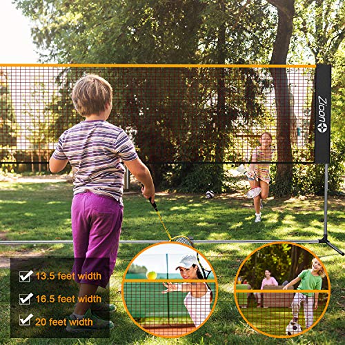 Portable Tennis Net,Stainless Steel Poles Badminton Net Set Adjustable Height Nylon Net with Carry Bag, for Kids Volleyball, Pickleball,Soccer, Indoor, Outdoor Court, Backyard, Beach, Driveway