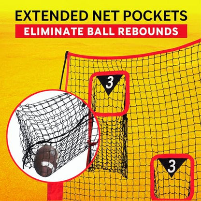 Football Throwing Net ： Quarterback Target for Passing Accuracy Training - Quick Setup Practice Net with Stable Frame & Carry Bag for Backyard or Field Use - size: 6X6FT
