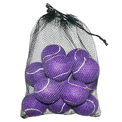 URBEST Tennis Ball 12 Packs Training Tennis Balls Practice Balls for Novice Player, Pet Dog Playing Balls with Mesh Carry Bag - color: Purple