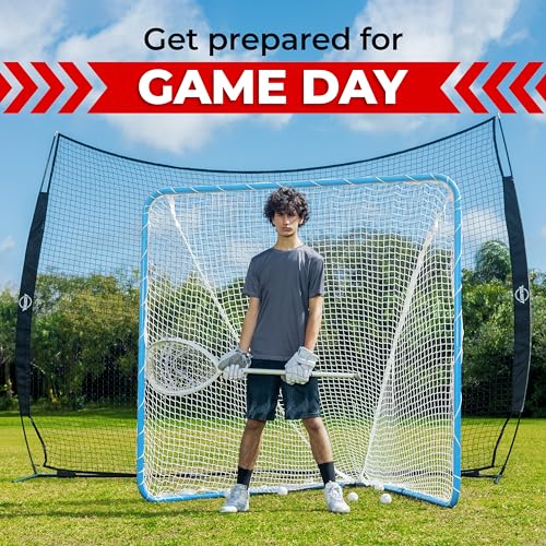 Velocity Official Size 6x6x7' Backyard Lacrosse Practice and Training Goal, Includes 4MM Lacrosse Net, for Youth, Kids, and Adults