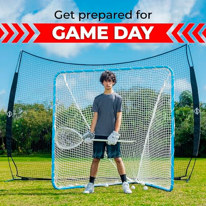 Velocity Official Size 6x6x7' Backyard Lacrosse Practice and Training Goal, Includes 4MM Lacrosse Net, for Youth, Kids, and Adults