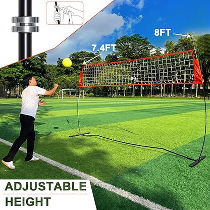 12FT/18FT Portable Volleyball Training Net for Hitting or Serving Drills, Outdoor & Indoor Freestanding Practice Net With Height Adjustable, Carry Bag - style: 12ft volleyball training net