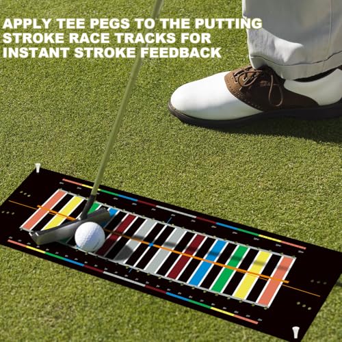 Silipull Golf Putting Mats Practice Indoor 30 x 8.27 Inch Golf Putting Practice Training Aid Alignment Track Green Mat Exercise Putter Training Supplies - color: Multicolor