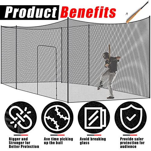 Syhood Baseball Batting Cage Net Heavy Duty Cricket Golf Softball Hitting Practice Net Portable Pitching Cage, Training Sports Barrier Screen for Backyard Outdoor