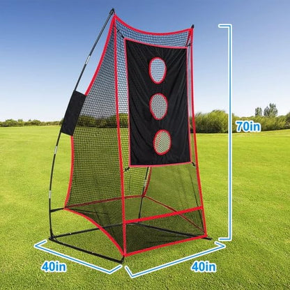 PGL Football Net for Throwing Accuracy - 3x6 ft Kicking Cage with 3-Hole Target Cloth - Heavy Duty Quarterback Training Equipment for Adults and Youth - Portable Backyard Trainer Aid with Carry Bag