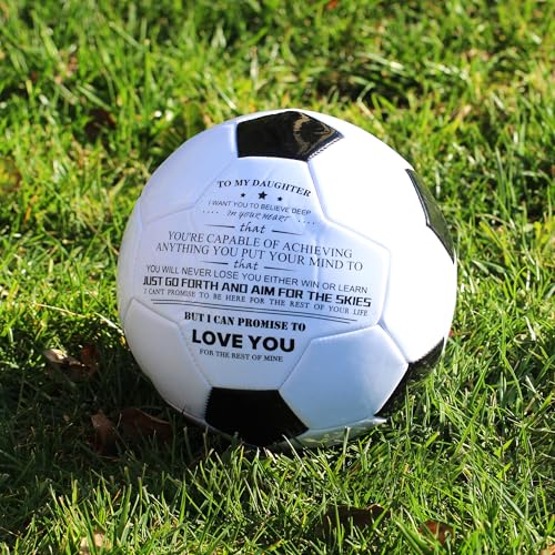 Traditional Black White Soccer Ball High Performance Diameter 21cm/ 8.3 Inch, I Love You Inspirational Soccer Gifts for Birthday Christmas - color: Daughter