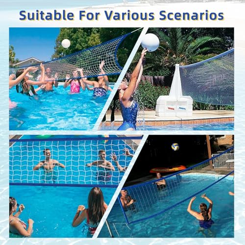 Adjustable Pool Volleyball Net Replacement, 15x3 ft Length Portable Volleyball Net with Carry Bag, for Outdoor Backyard Swimming Pool and Beach Use