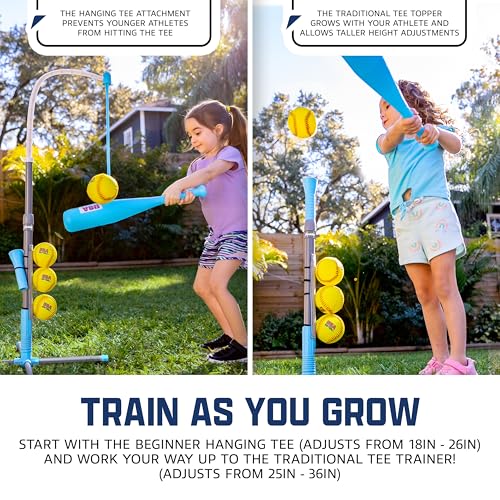 Franklin Sports Grow-with-Me Kids Baseball Batting Tee + Stand Set for Youth + Toddlers - Youth Baseball, Softball + Teeball Hitting Tee Set for Boys + Girls - style: Grow With Me Tee - Usa Softball