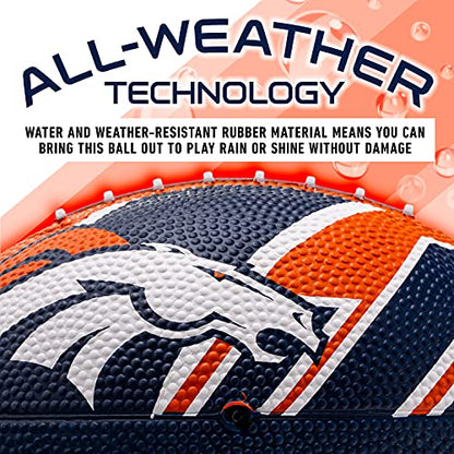 Franklin Sports NFL Team Footballs - Rubber Youth Mini Balls for All Teams - Kids 8.5" Football + Air Pump Sets - Official NFL Licensed - style: Denver Broncos