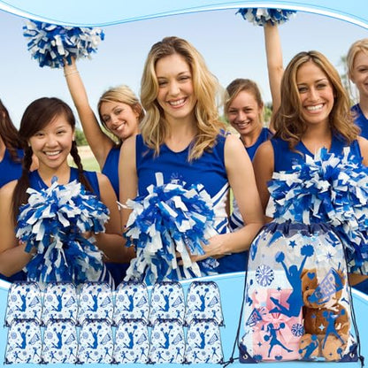 Cholemy 12 Pcs Clear Cheer Drawstring Bags for Cheerleaders 17 x 13 Inch, Transparent Sports Cheerleading Gift Goodie Treat Bags for Team, Waterproof String Backpacks for Girls Cheer Camp - style: Cheer Style