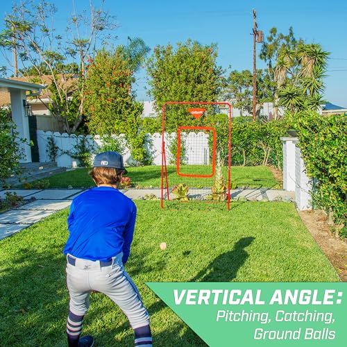 GoSports Baseball & Softball Pitching and Fielding Rebounder - Pitch Back Net - Choose Your Size - color: Red