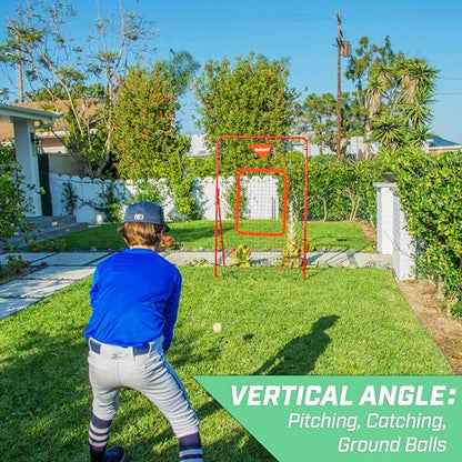 GoSports Baseball & Softball Pitching and Fielding Rebounder - Pitch Back Net - Choose Your Size - color: Red