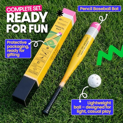 Pencil Bat - Plastic Youth Baseball Bat and Ball Set - Reinforced Durable Barrel ~29" - Backyard Baseball Games Gift - Balanced Weight - Easy to Swing