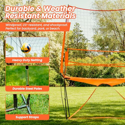 LBH® - Volleyball net for Backyard, Volleyball Training Equipment Outdoor & Indoor, Volleyball Practice Net, Trainer Equipment for Kids and Adult, Hitting Trainer nets rebounder