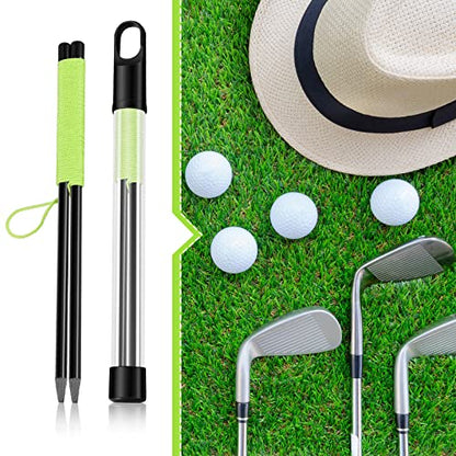 2 Pieces Golf Alignment String Line Putting Aid with Pegs Training String Guide 10 Inch for Alignment and Practice Indoor Trainer Line Green