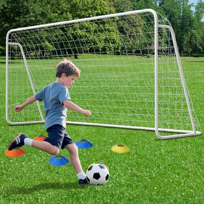 DoCred 6x4/8x6/10x6.5/12x6/16x7/18x7/21x7/24x8ft Soccer Goals, Foldable Steel Full Size Soccer Goal for Backyard, Weatherproof Metal Soccer Goal for Teens/Adults Practice Training - size: 12x6FT, style: Metal Non-Foldable