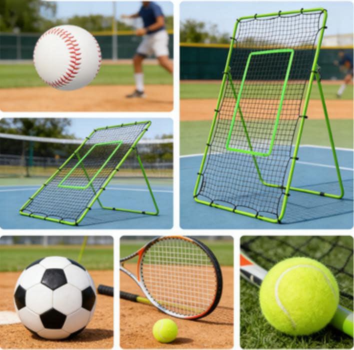 Volleyball Rebounder Net 7x4 FT, 5 Angle Adjustable, High-Tension PE Net with Steel Frame for Soccer Baseball Lacrosse Training