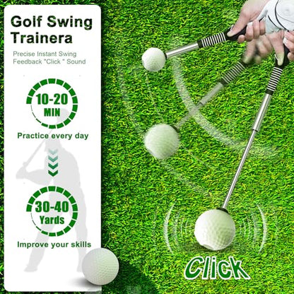 Retractable Golf Swing Trainer - Pro Handed Click Stick Golf Grip Trainer | Golf Grip Swing Training Aid Ideal for Beginners