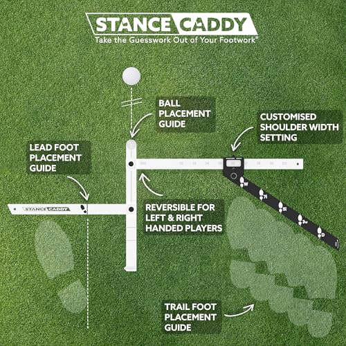 Golf Stance and Alignment Training Aid – Setup Left & Right Handed - Proper Ball Position & Foot Placement Golf Aids/Tool – Pro Perfect Wedge to Driver – Portable Alignment Stick Mat