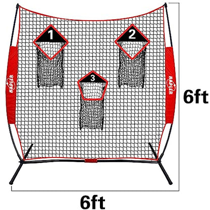 Kapler Football Trainer Throwing Net - 6 x 6 ft Nets with 3 Target Pockets - Protable Quarterback Accuracy Improving for Youth and Adults Backyard Drills - Includes Carry Bag