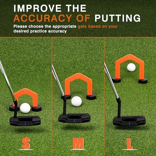 Golf Putting Mirror, Putting Mirror Training Aid for Golf with Putter Line,Golf Training Putters for Beginners - style: Includes 3 Gates