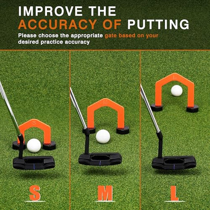 Golf Putting Mirror, Putting Mirror Training Aid for Golf with Putter Line,Golf Training Putters for Beginners - style: Includes 3 Gates
