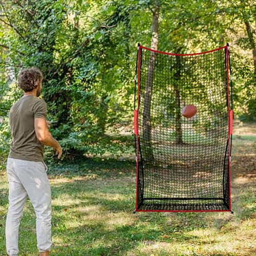 Football Kicking Net Throwing Target - 4x7FT Heavy Duty Iron Base for Backyard Practice Portable Quarterback Training for Youth with Sandbags