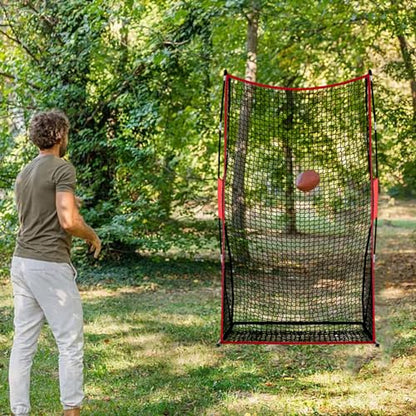 Football Kicking Net Throwing Target - 4x7FT Heavy Duty Iron Base for Backyard Practice Portable Quarterback Training for Youth with Sandbags
