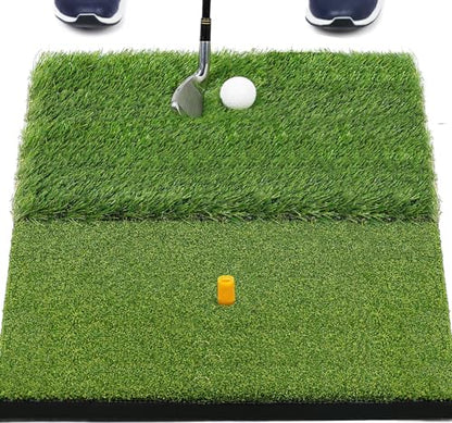 JAYA Golf Hitting Mat with Heavy Rubber Base, Foldable Golf Practice Mat for Indoor & Outdoor Training, Dual Turf Fairway & Rough Grass Mat for Swing, Chipping and Driving Practice - size: 23" x 16"