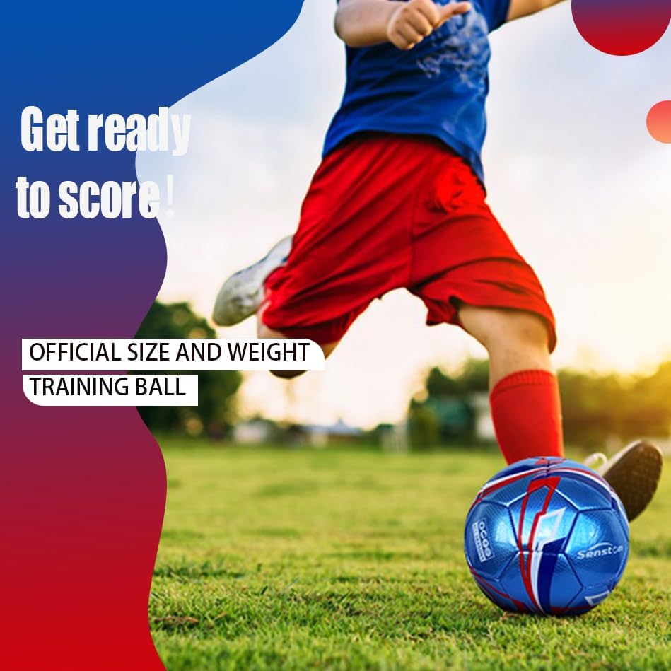 Senston Soccer Ball Size 3 & Size 4 & Size 5 for Kids and Adult Official Match Training Soccer Ball with Pump - color: blue, size: size 3