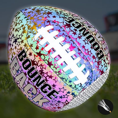 BOUNCEBACK Training Football, Youth Size & Official Size, Fatherless Football PassCatch Solo Enhancing Passing Catching(with Pump) - style: Holographic-7#(Ages 5-14)